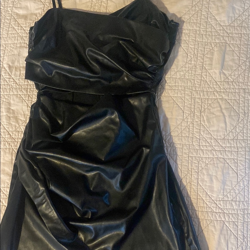 Zara faux leather Black Dress